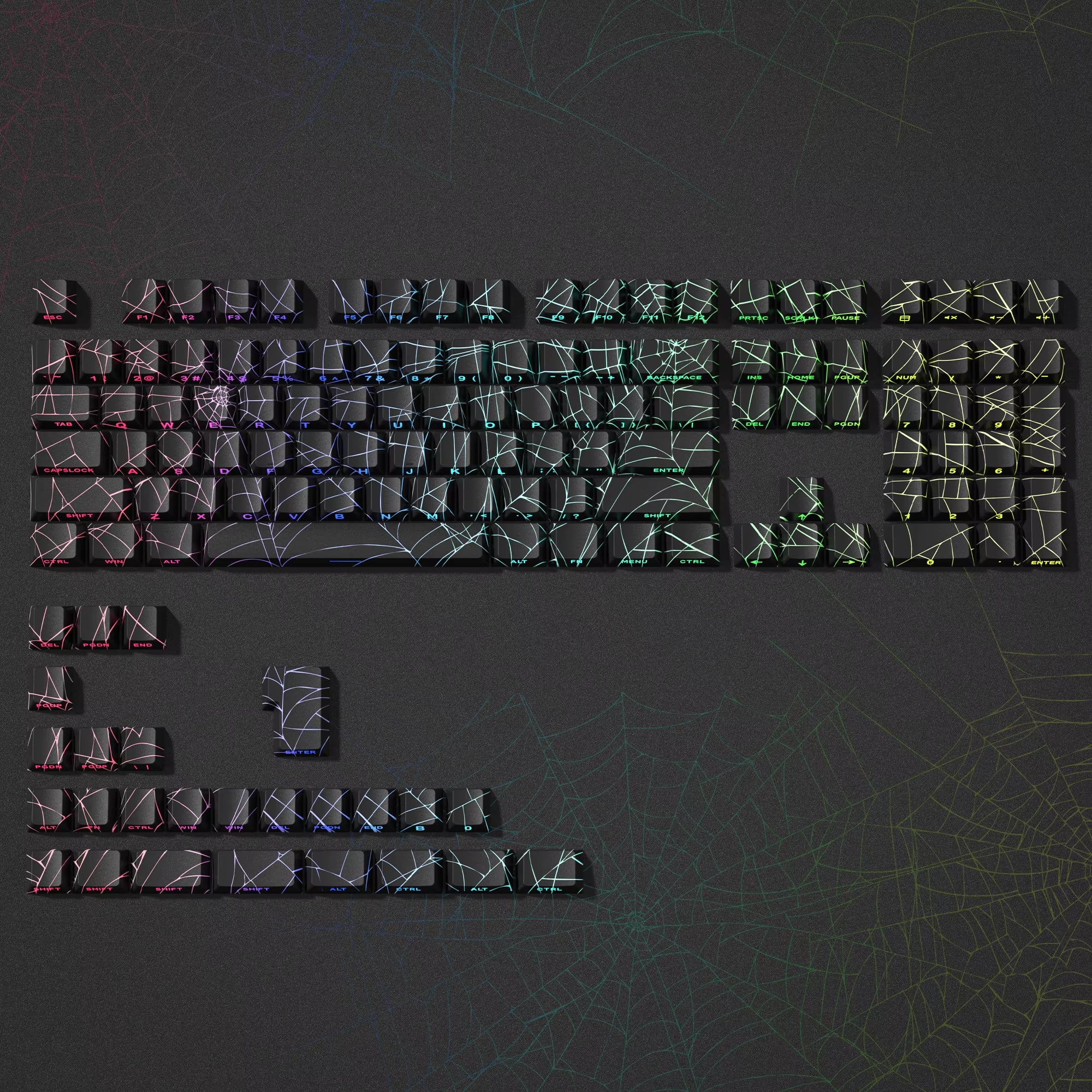 130 Keys Pink Cat Shine through Keycaps Dye Sub Side Print PBT Keycaps Cherry Profile for Cherry Gateron MX Switches Keyboard