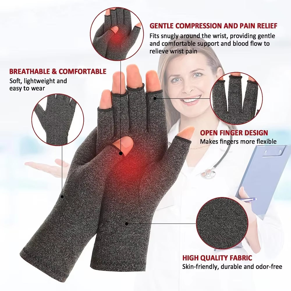 1Pair Arthritis Gloves Women Men, Carpal Tunnel, Rheumatiod, Tendonitis, Fingerless Hand Thumb Compression Gloves
