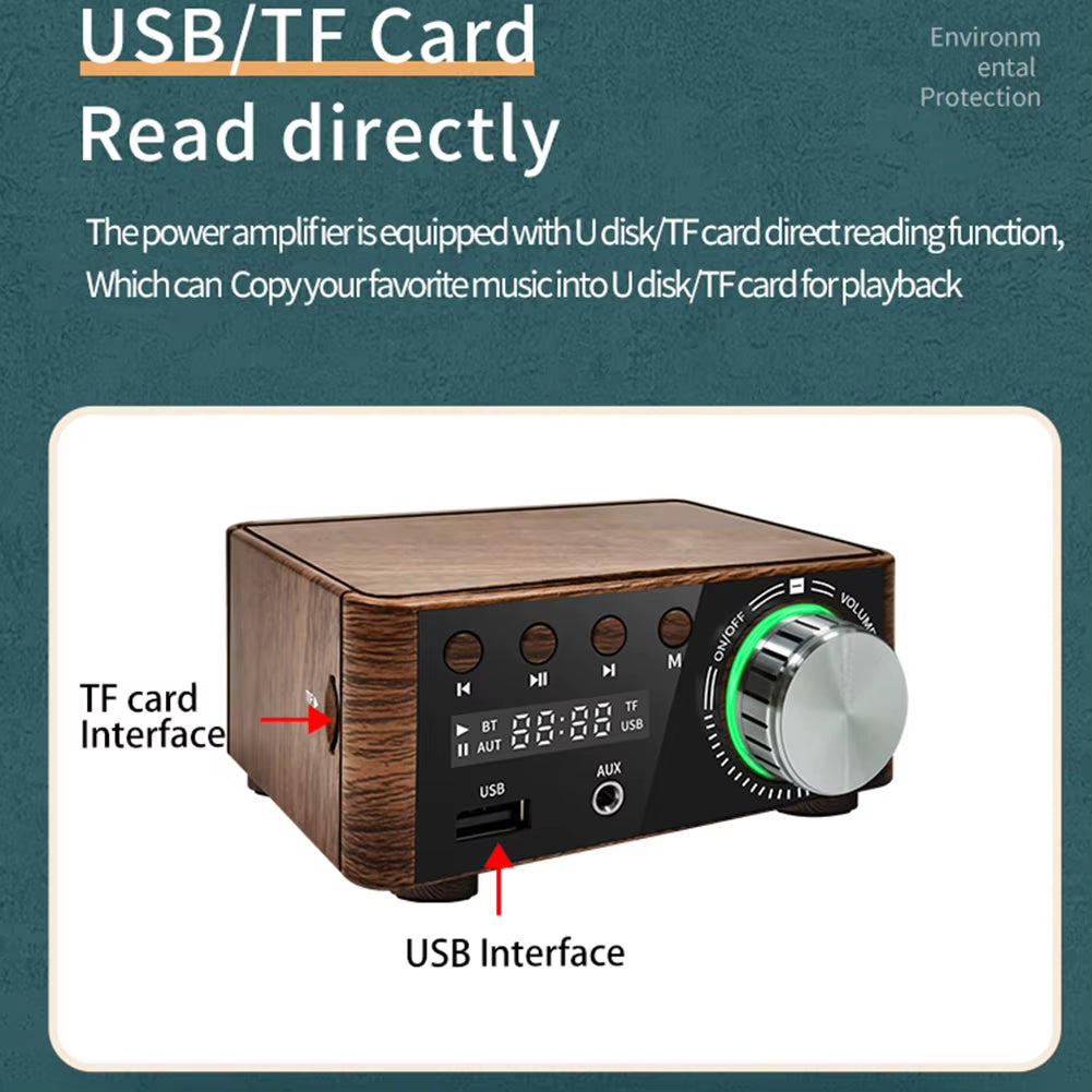 50Wx2 HIFI Audio Amplifier Bluetooth Digital Power Board Class D Audio Amplifiers Plug and Play AUX TF Home Theater Amplifier